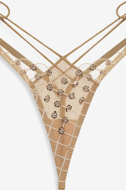 Dazzle Me Thong Panty - Gold | For Love and Lemons