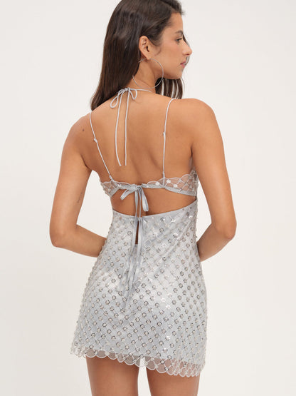 Dazzle Me Slip Dress - Silver | For Love and Lemons