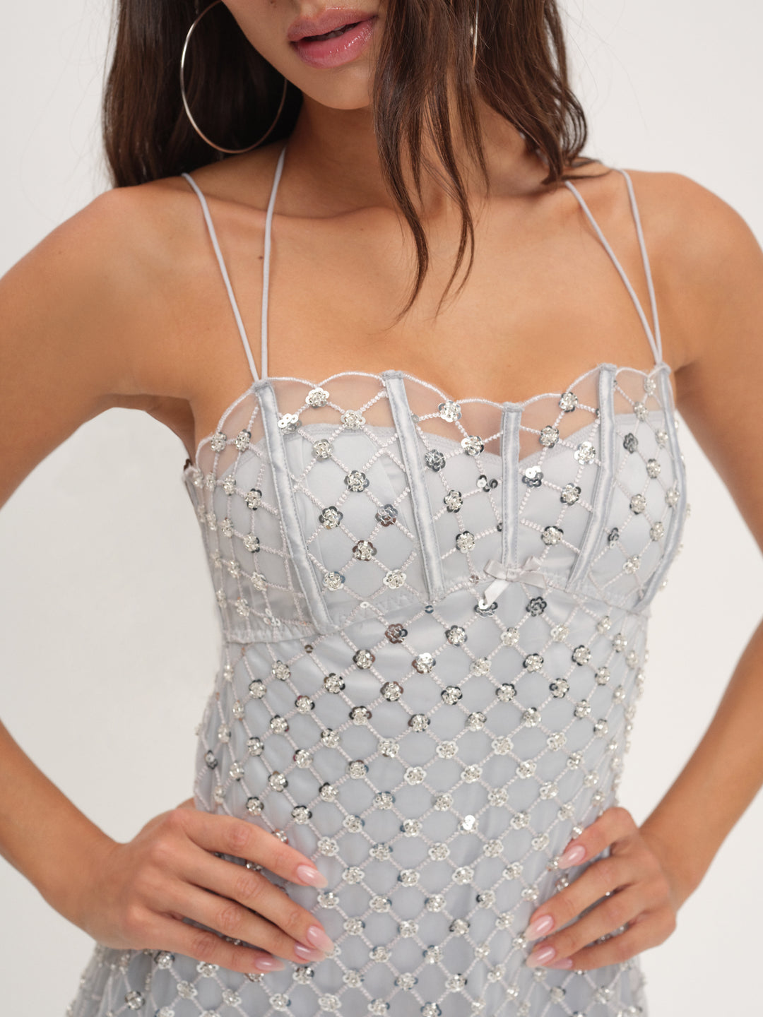 Dazzle Me Slip Dress - Silver | For Love and Lemons