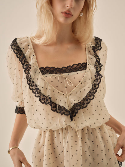 Dottie Dot Mini Dress - Cream | For Love and Lemons