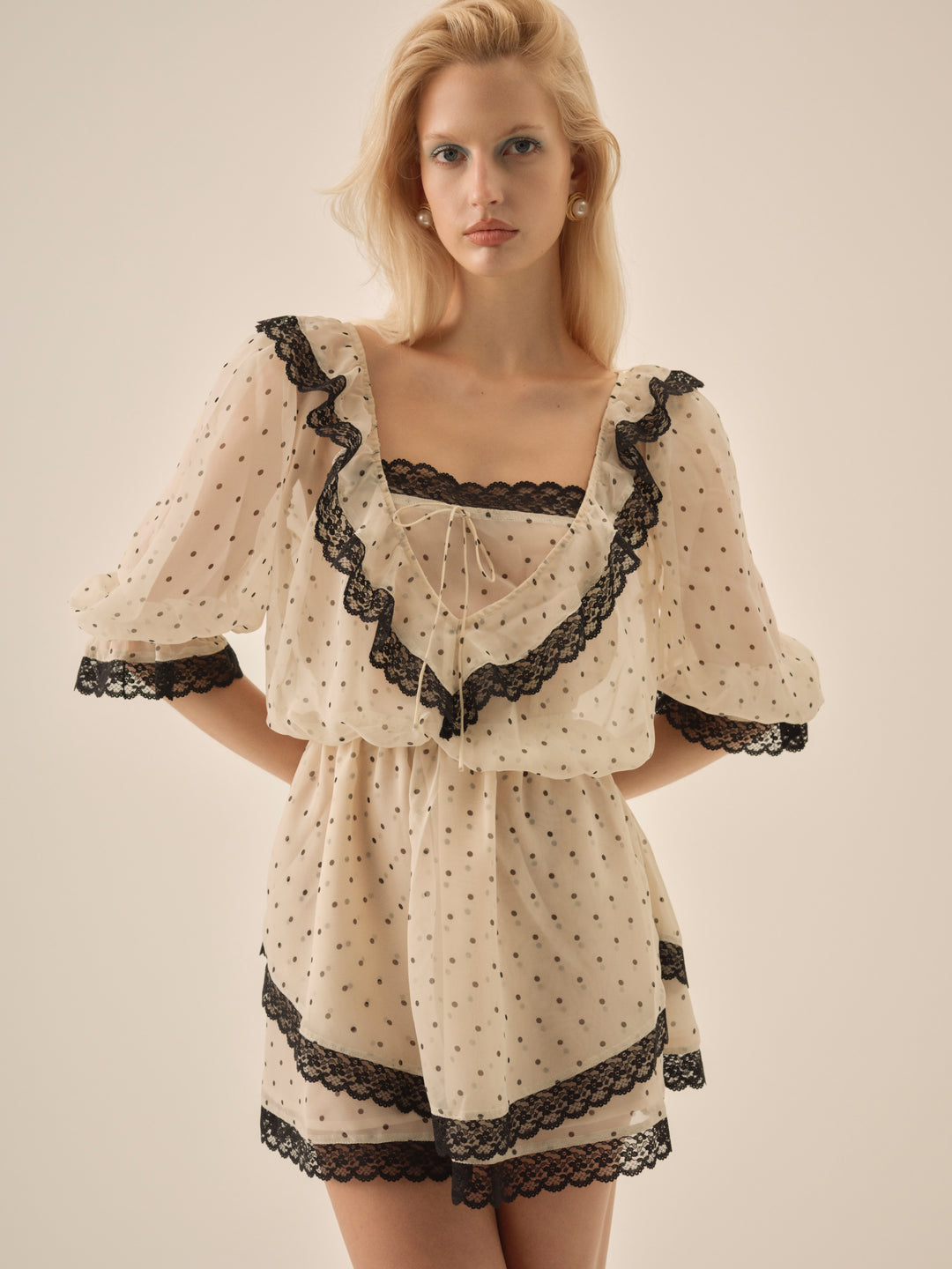 Dottie Dot Mini Dress - Cream | For Love and Lemons