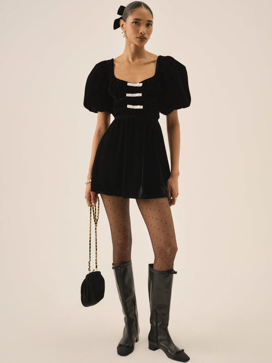 Marta Velvet Mini Dress - Black | For Love and Lemons