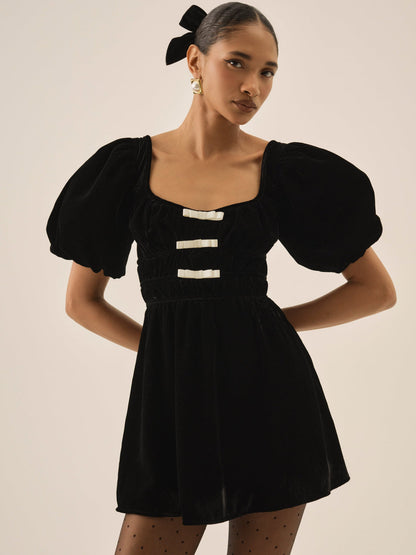 Marta Velvet Mini Dress - Black | For Love and Lemons