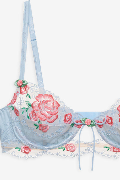 Vintage Rose Eyelet Bra - Blue | For Love and Lemons