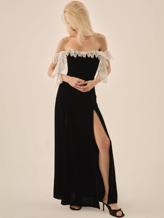 La Vie En Bow Velvet Maxi Dress - Black | For Love and Lemons