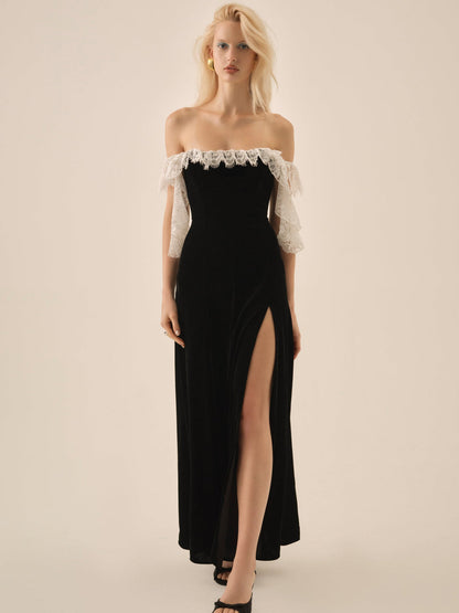 La Vie En Bow Velvet Maxi Dress - Black | For Love and Lemons