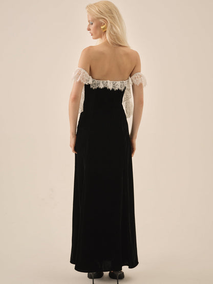 La Vie En Bow Velvet Maxi Dress - Black | For Love and Lemons