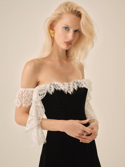 La Vie En Bow Velvet Maxi Dress - Black | For Love and Lemons