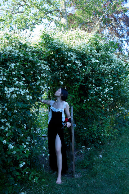 La Vie En Bow Velvet Maxi Dress - Black | For Love and Lemons
