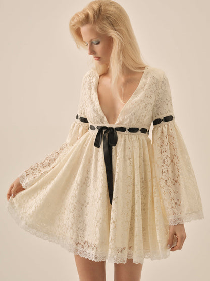 Creampuff Lace Mini Dress - Cream | For Love and Lemons