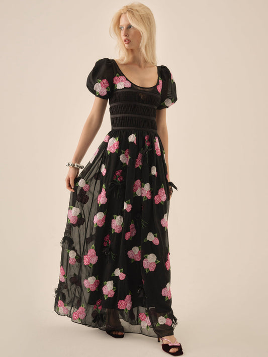 Midnight Garden Maxi Dress - Black | For Love and Lemons