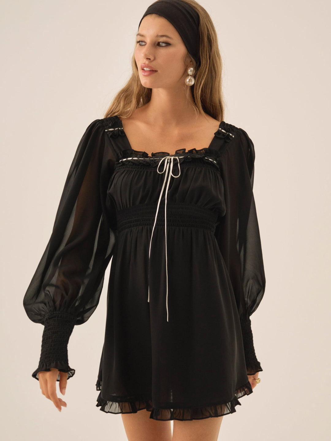 Emmie Chiffon Mini Dress - Black | For Love and Lemons