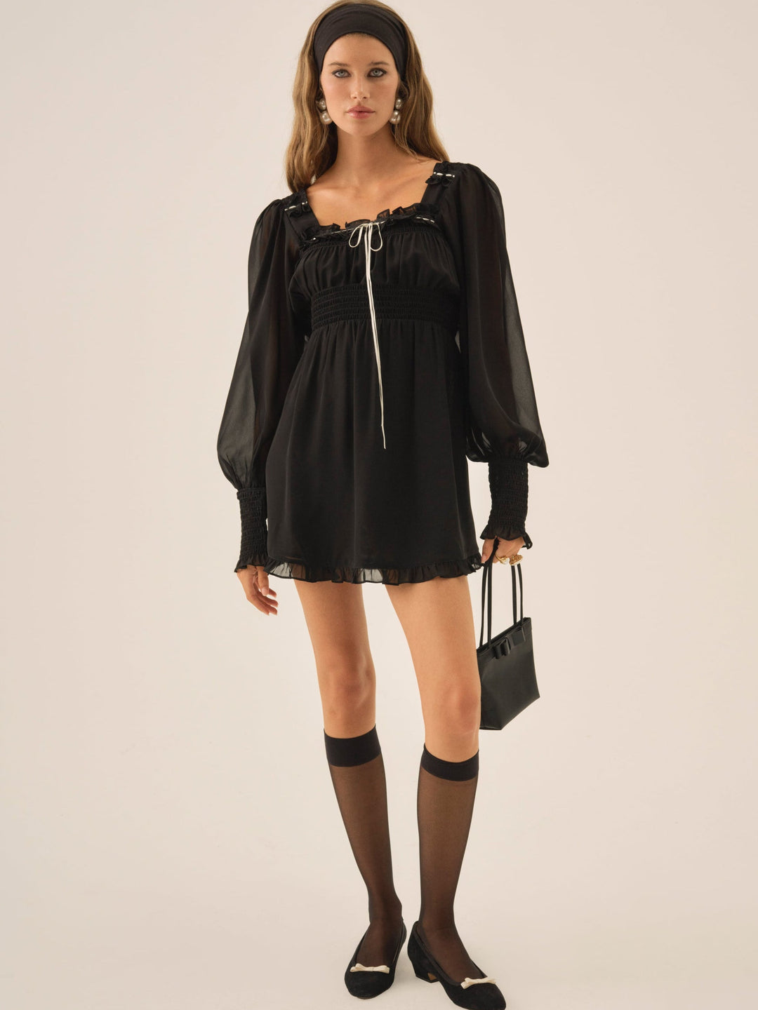 Emmie Chiffon Mini Dress - Black | For Love and Lemons