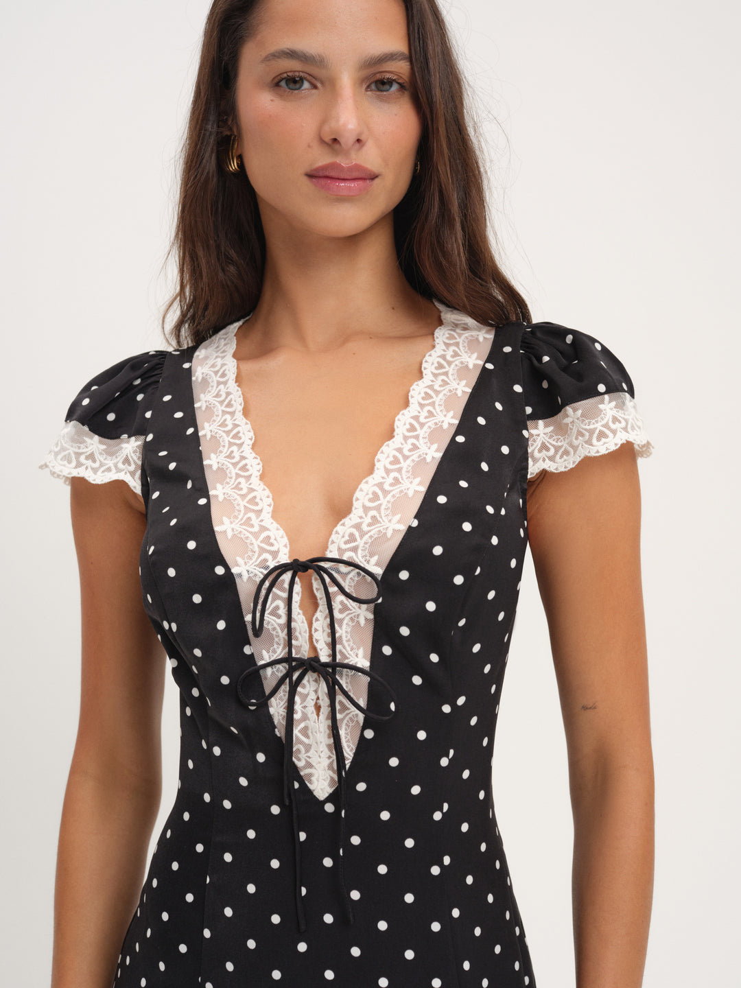 Cross Your Heart Midi Dress - Black Dot | For Love and Lemons