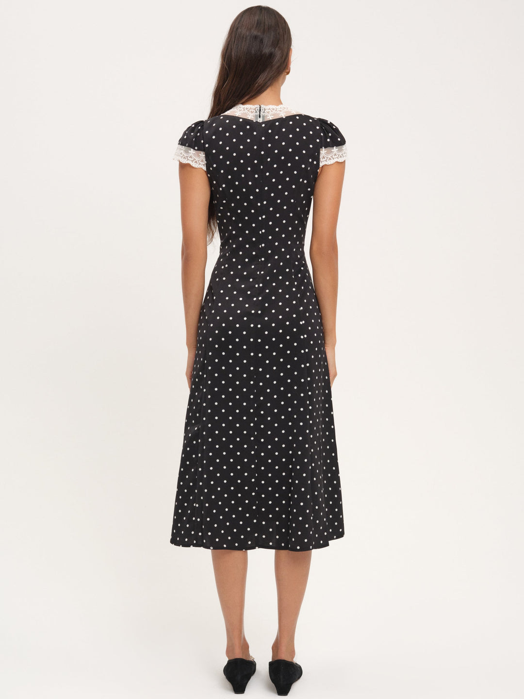 Cross Your Heart Midi Dress - Black Dot | For Love and Lemons