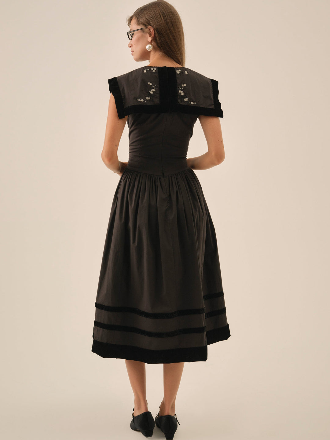 Train Station Poplin Midi Dress - Black | For Love and Lemons