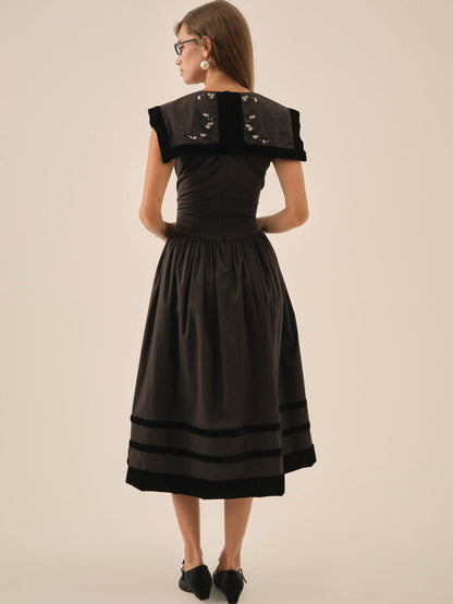 Train Station Poplin Midi Dress - Black | For Love and Lemons