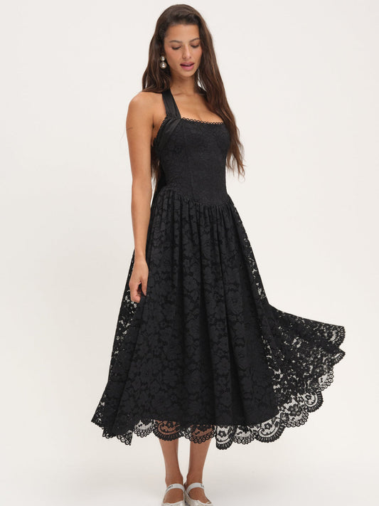 Lakeside Midi Dress - Black | For Love and Lemons