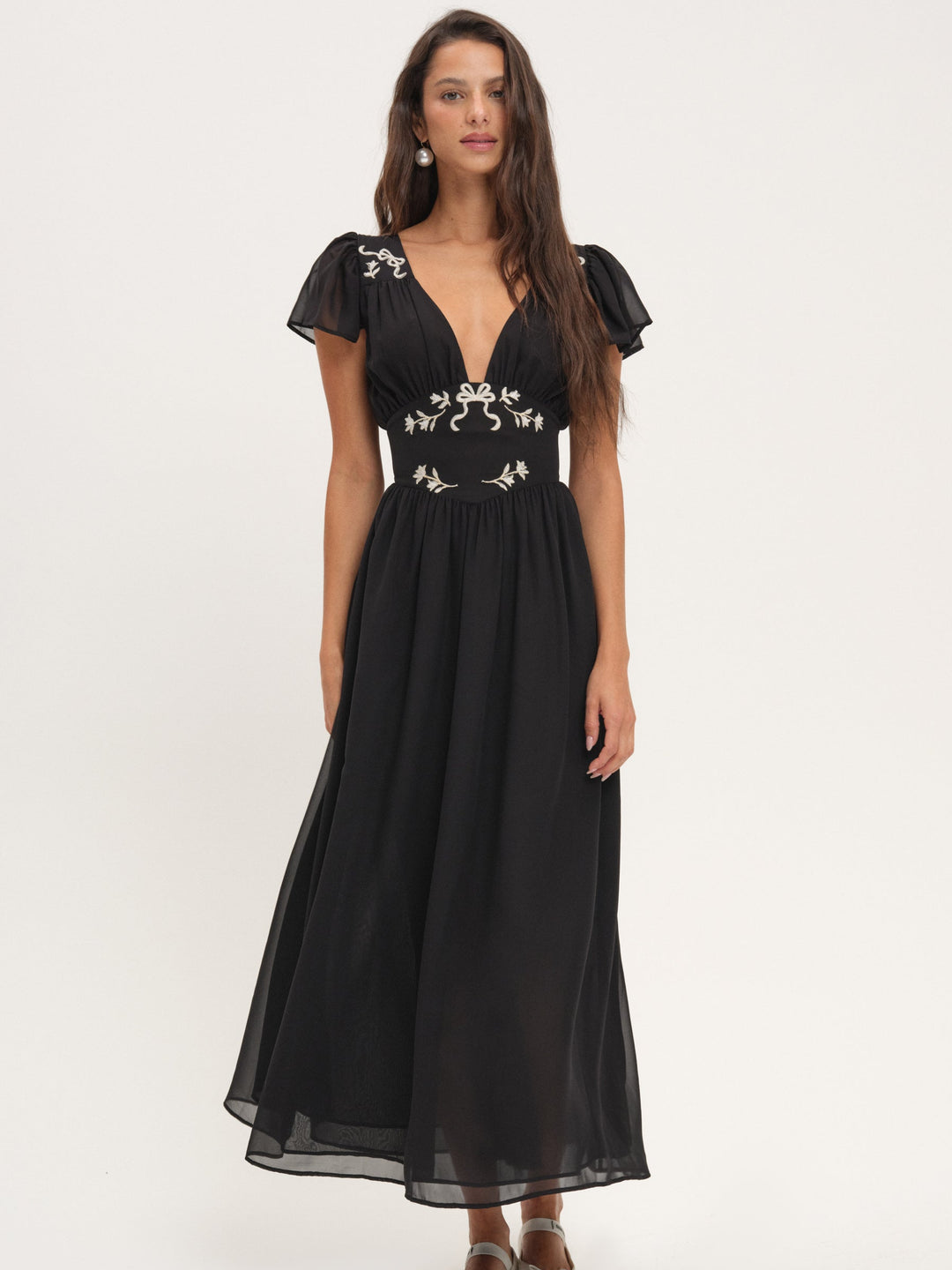 Emmie Chiffon Maxi Dress - Black | For Love and Lemons
