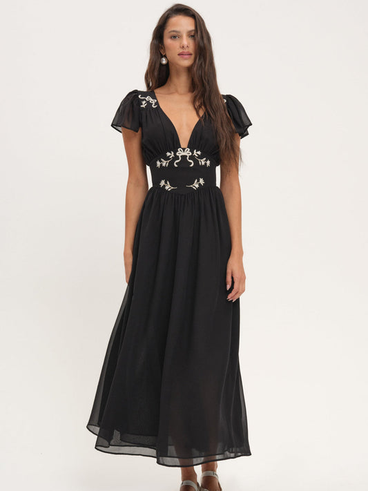 Emmie Chiffon Maxi Dress - Black | For Love and Lemons