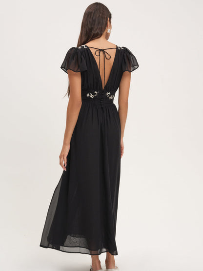 Emmie Chiffon Maxi Dress - Black | For Love and Lemons
