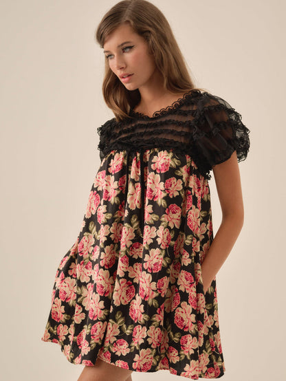 Belmond Floral Mini Dress - Black | For Love and Lemons