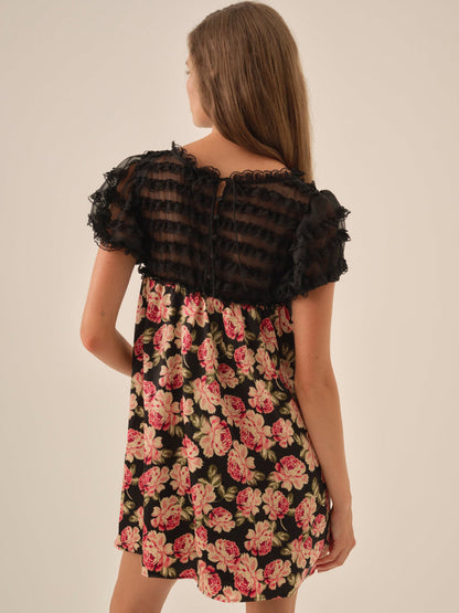 Belmond Floral Mini Dress - Black | For Love and Lemons