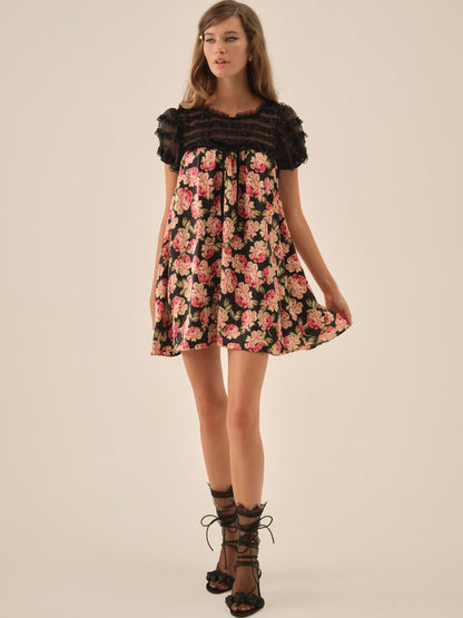 Belmond Floral Mini Dress - Black | For Love and Lemons