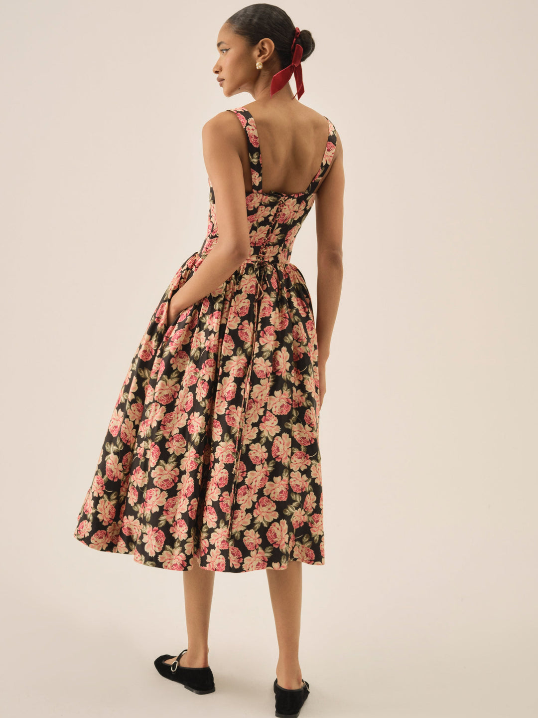 Belmond Floral Midi Dress - Black | For Love and Lemons