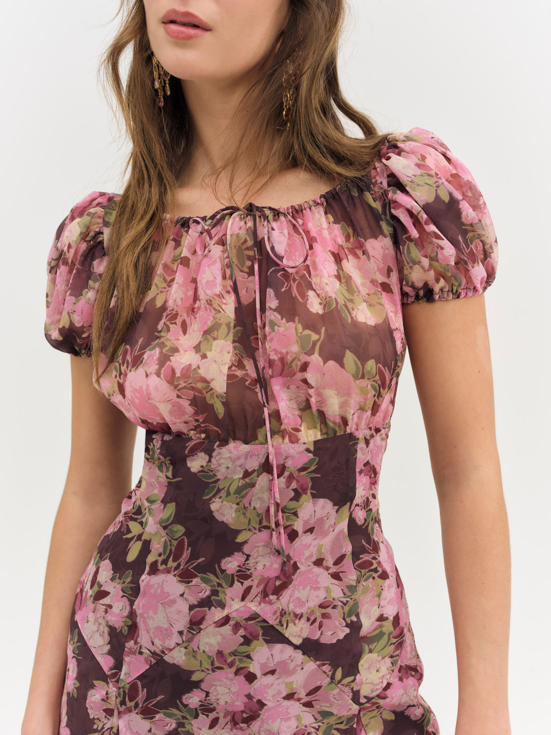 Adeline Floral Midi Dress - Brown | For Love and Lemons