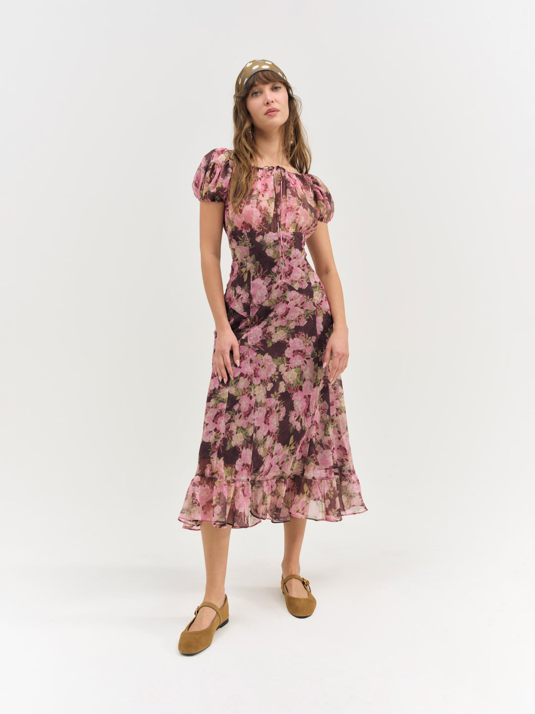 Adeline Floral Midi Dress - Brown | For Love and Lemons