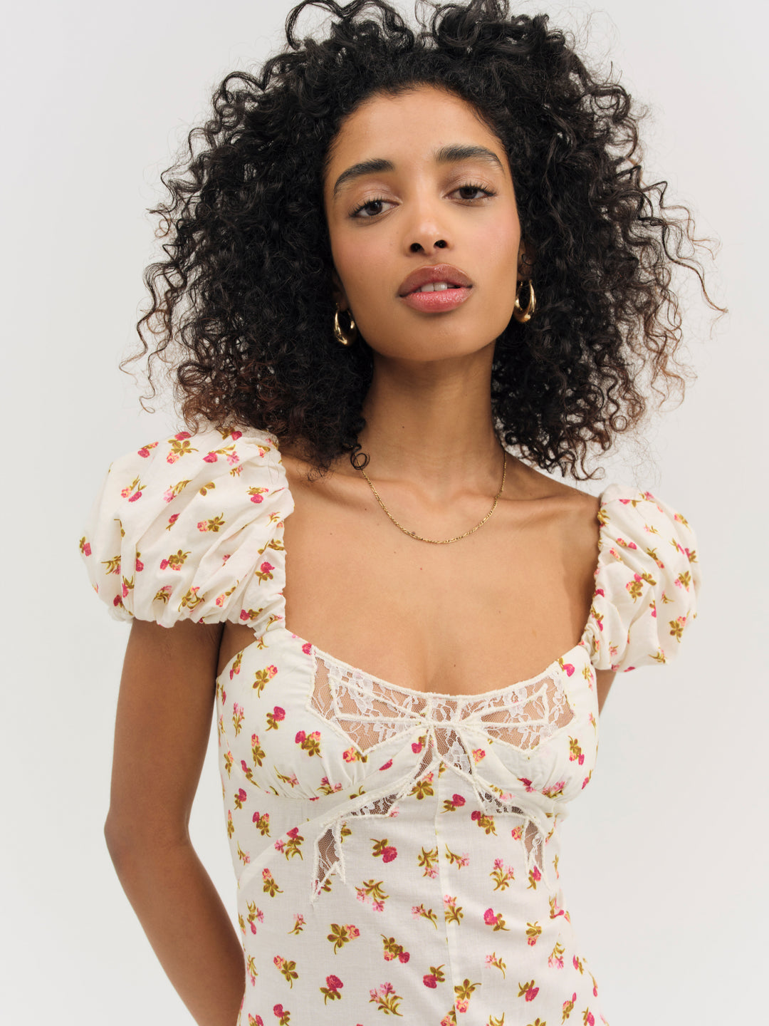Adahlia Floral Midi Dress - Cream | For Love and Lemons