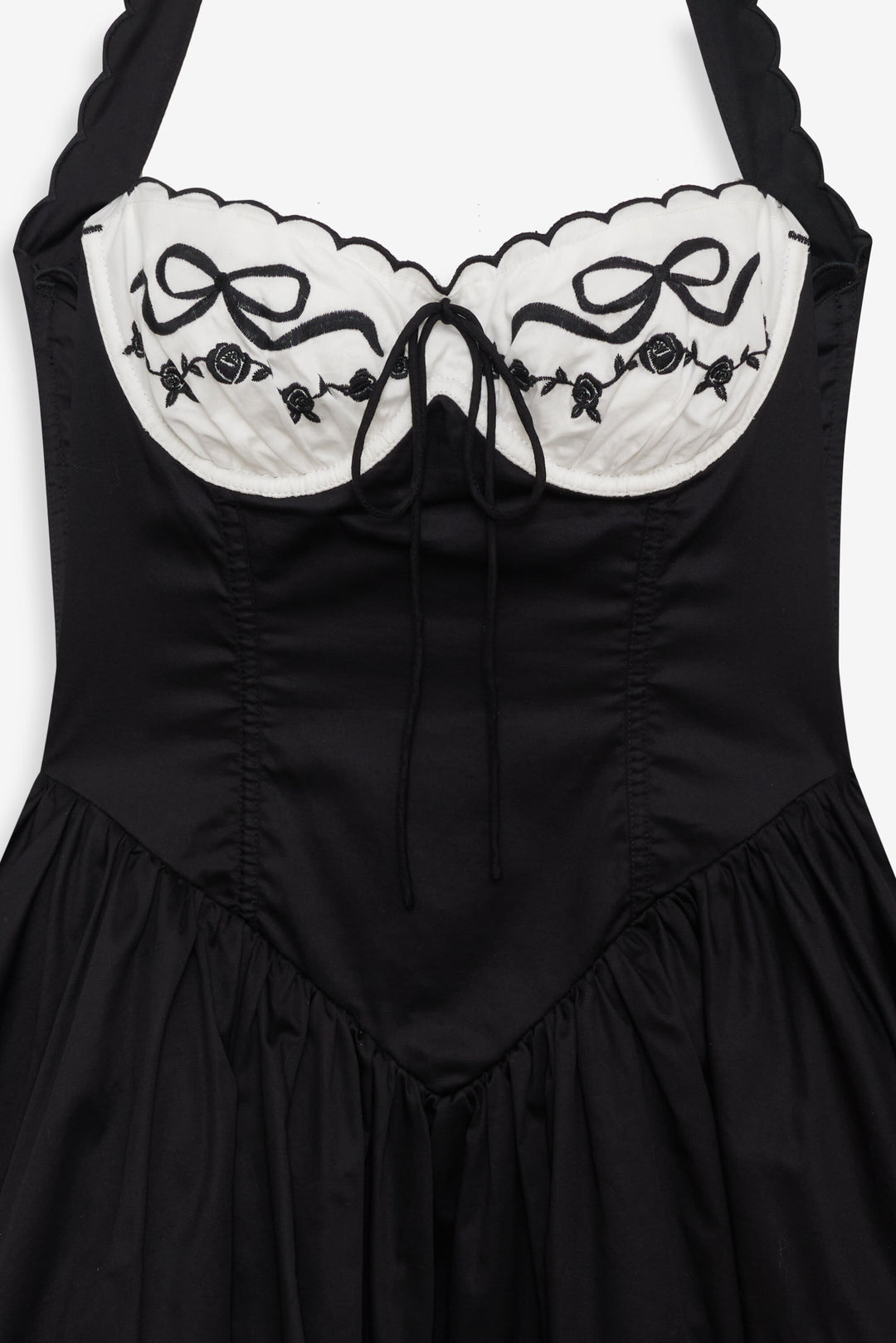 Tea Time Poplin Bustier Mini Dress - Black | For Love and Lemons