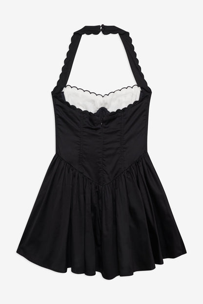 Tea Time Poplin Bustier Mini Dress - Black | For Love and Lemons