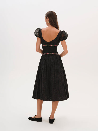 Verbana Eyelet Midi Dress - Black | For Love and Lemons