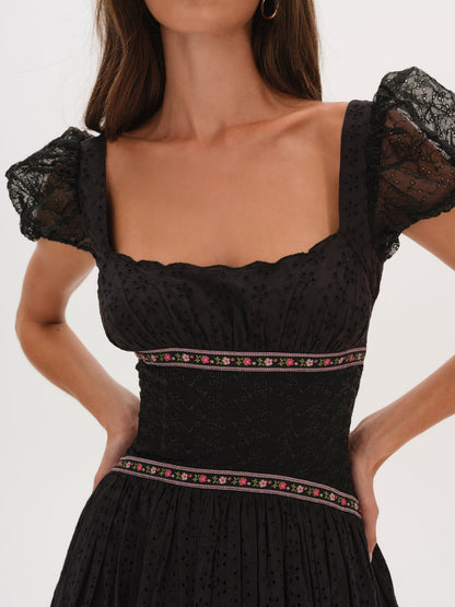 Verbana Eyelet Midi Dress - Black | For Love and Lemons