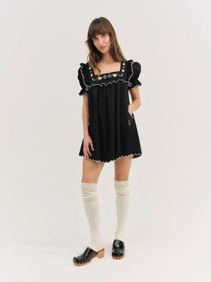 Tea Time Babydoll Dress - Black | For Love and Lemons