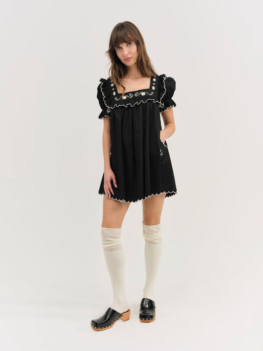 Tea Time Babydoll Dress - Black | For Love and Lemons