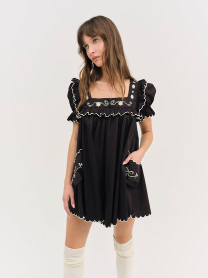 Tea Time Babydoll Dress - Black | For Love and Lemons
