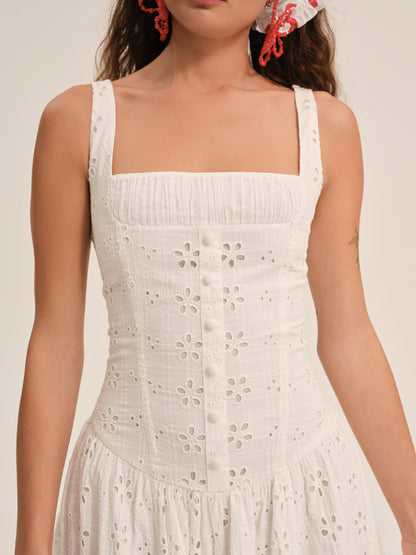 Dreamy Daisy Midi Dress - White | For Love and Lemons