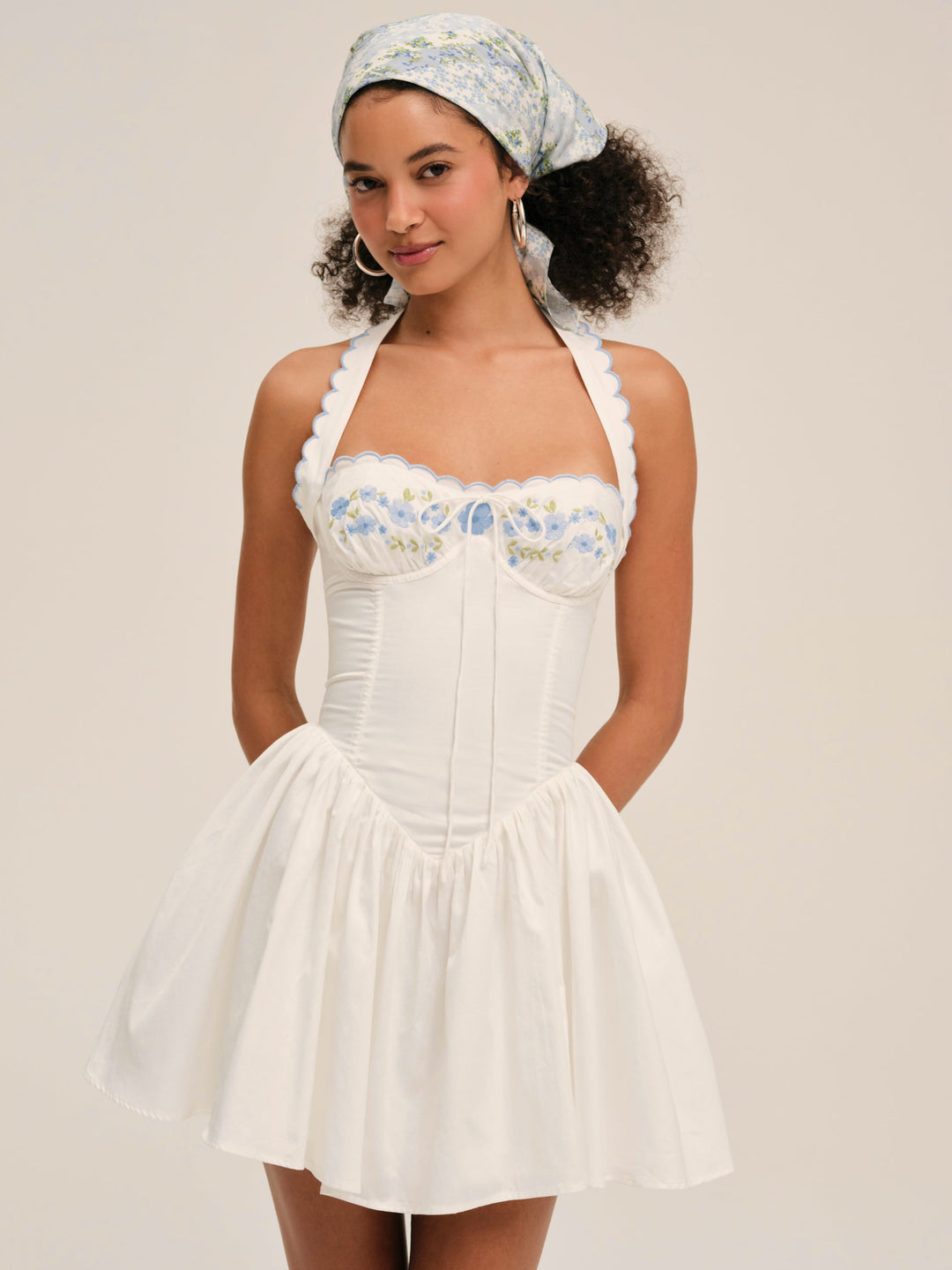 Tea Time Poplin Bustier Mini Dress - White | For Love and Lemons