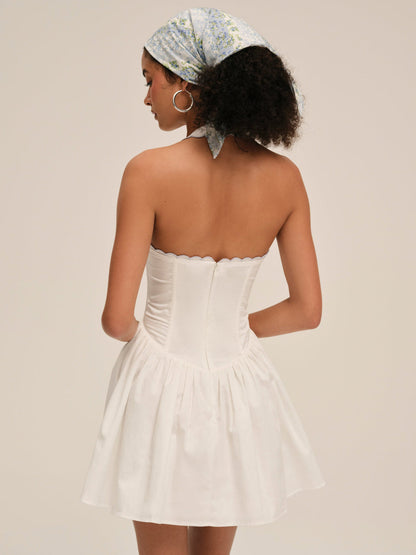 Tea Time Poplin Bustier Mini Dress - White | For Love and Lemons