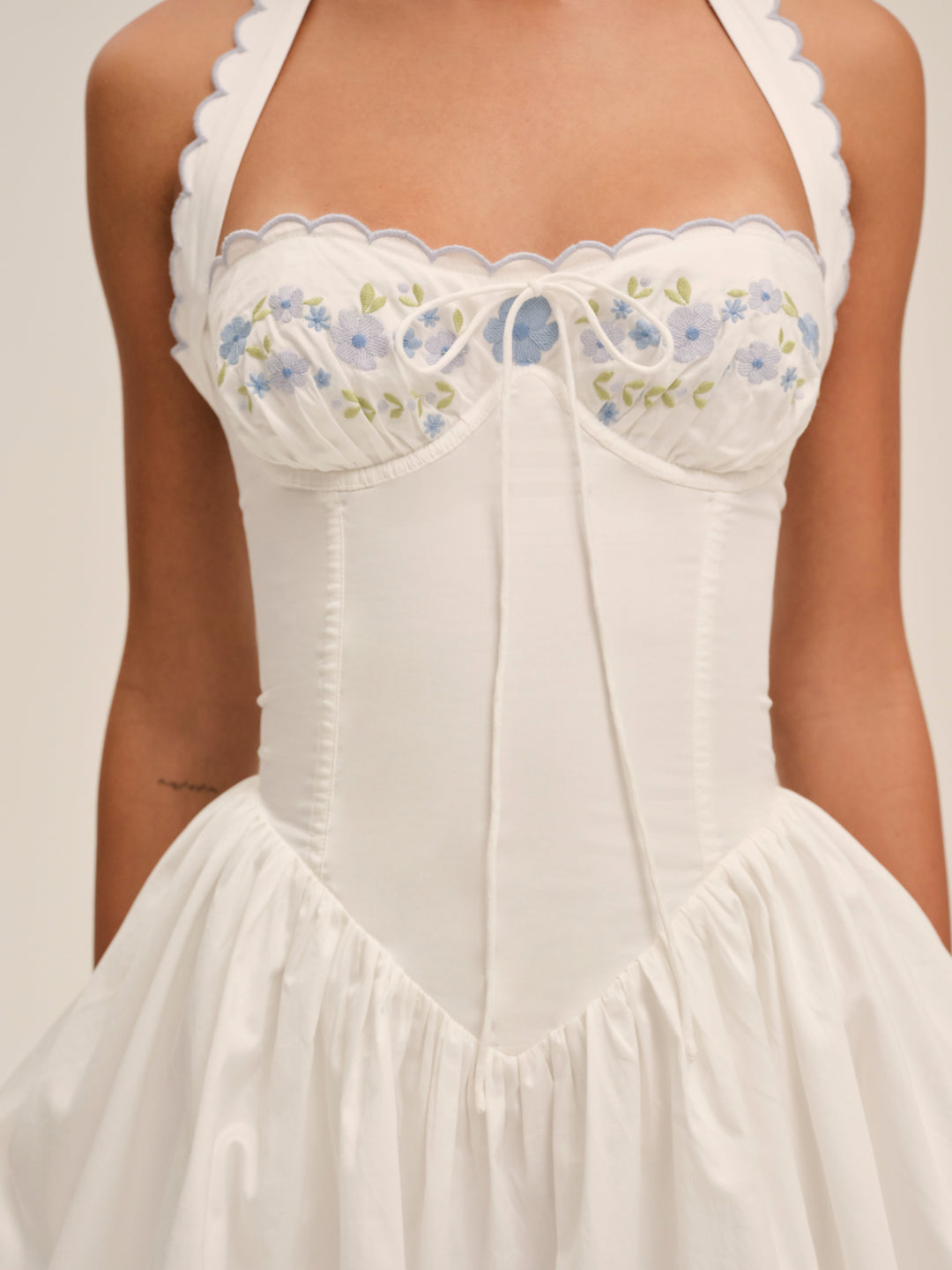 Tea Time Poplin Bustier Mini Dress - White | For Love and Lemons
