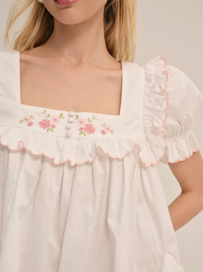 Tea Time Babydoll Dress - White | For Love and Lemons