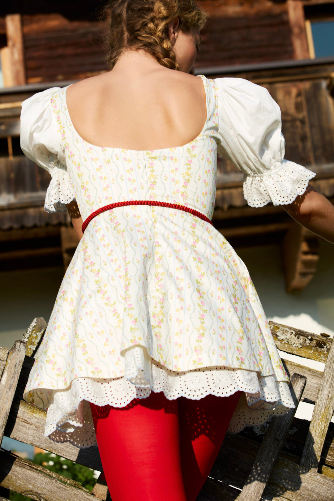 Brigitta Floral Short Sleeve Mini Dress - Ivory | For Love and Lemons
