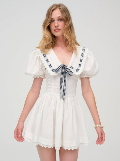 Ruby Ribbon Mini Dress - White | For Love and Lemons