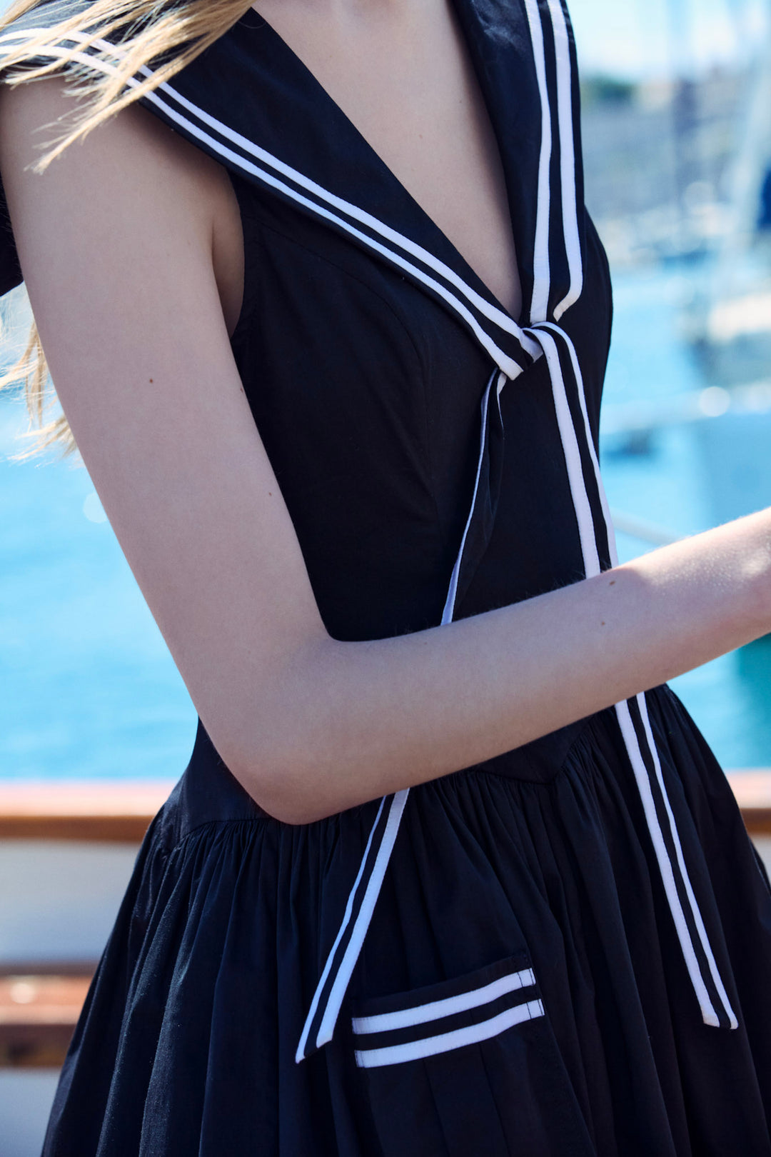 Helena Poplin Collared Midi Dress - Black | For Love and Lemons