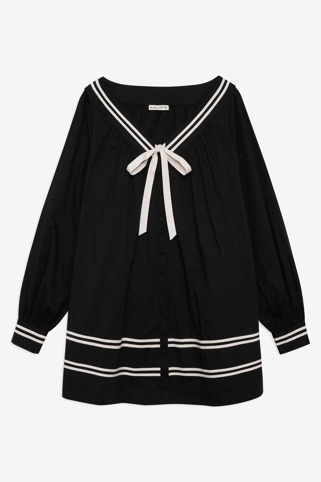 Helena Poplin Long Sleeve Mini Dress - Black | For Love and Lemons