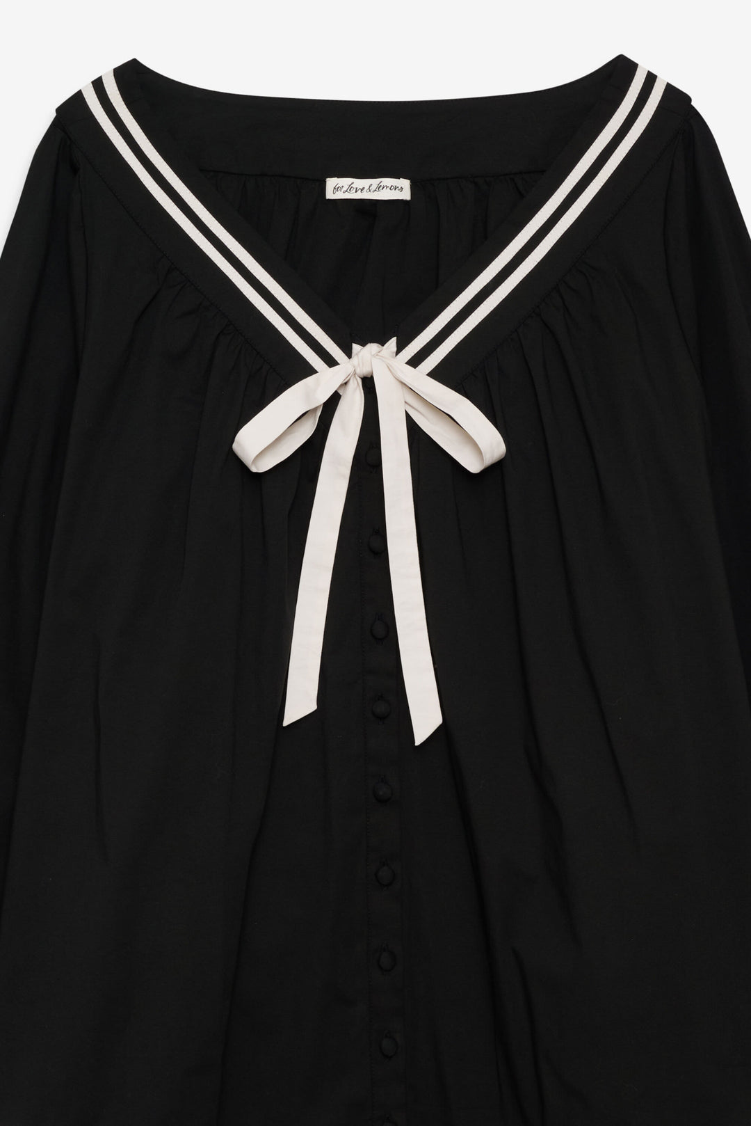 Helena Poplin Long Sleeve Mini Dress - Black | For Love and Lemons