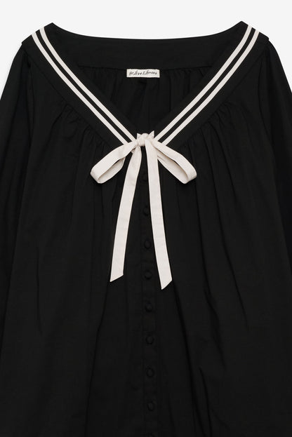 Helena Poplin Long Sleeve Mini Dress - Black | For Love and Lemons